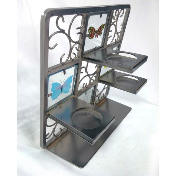 PartyLite Butterfly Tealight Easel Candle Holder Gray Metal Frame Floral Nature - Picture 5 of 14